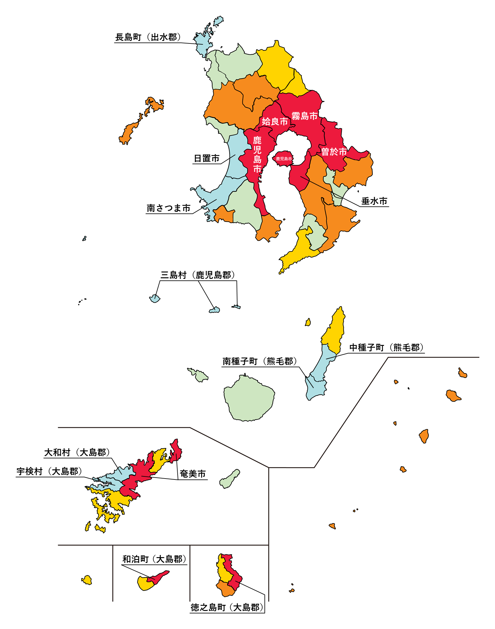 鹿児島県の白地図