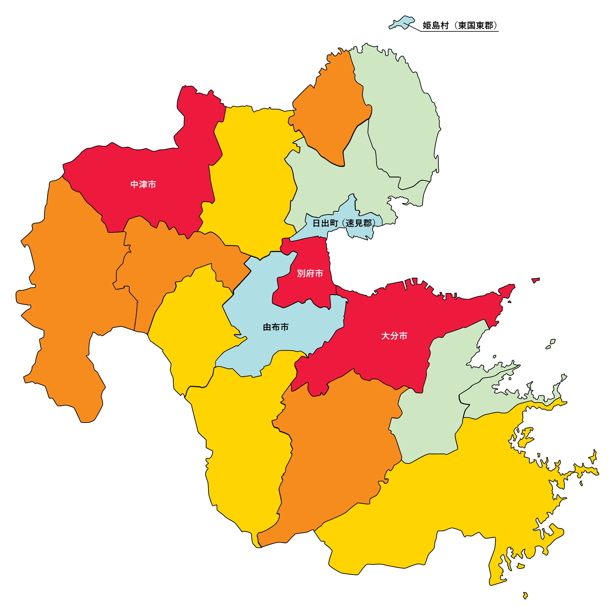 大分県の白地図