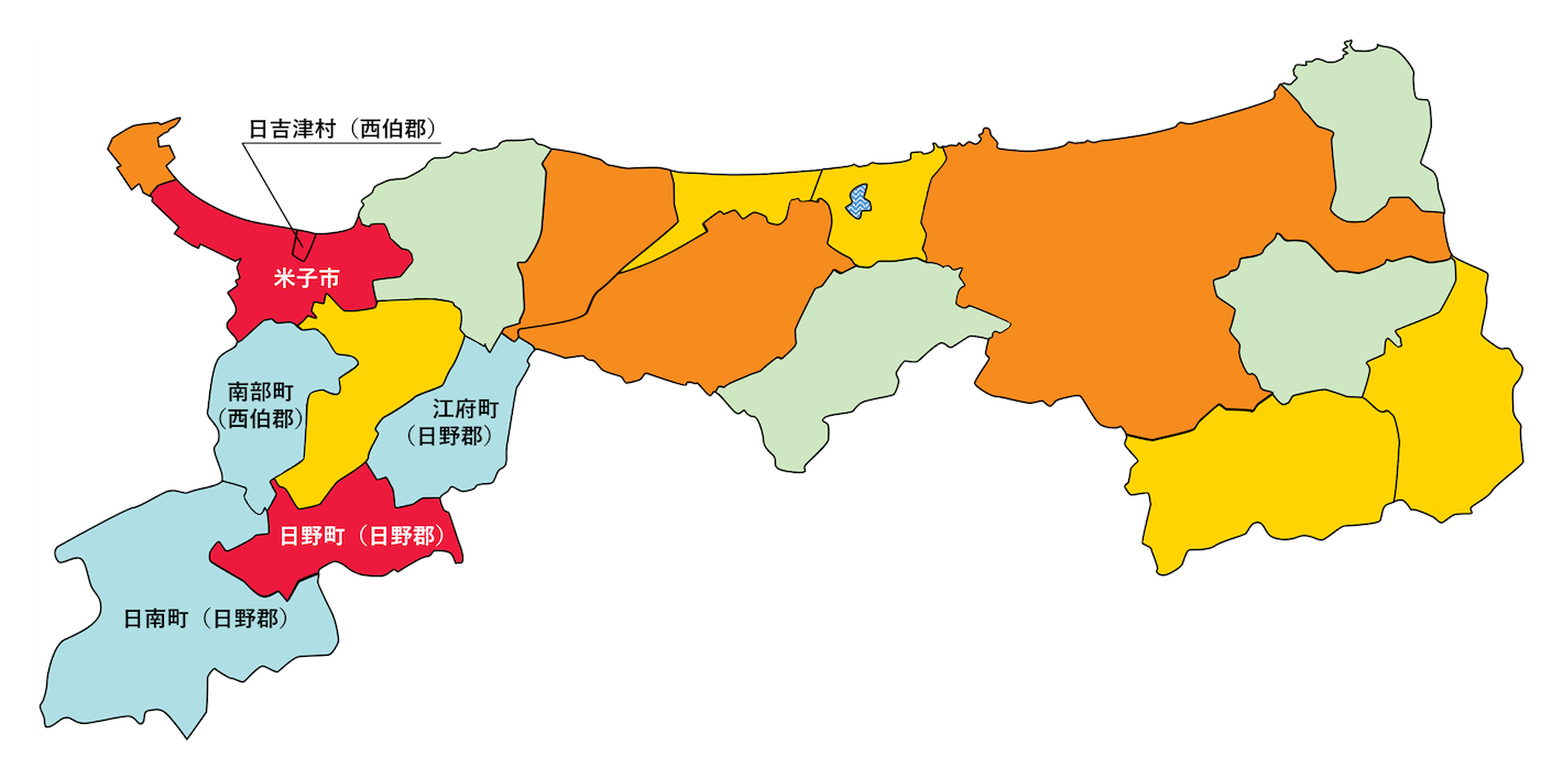鳥取県の刑法犯遭遇率の色分け地図