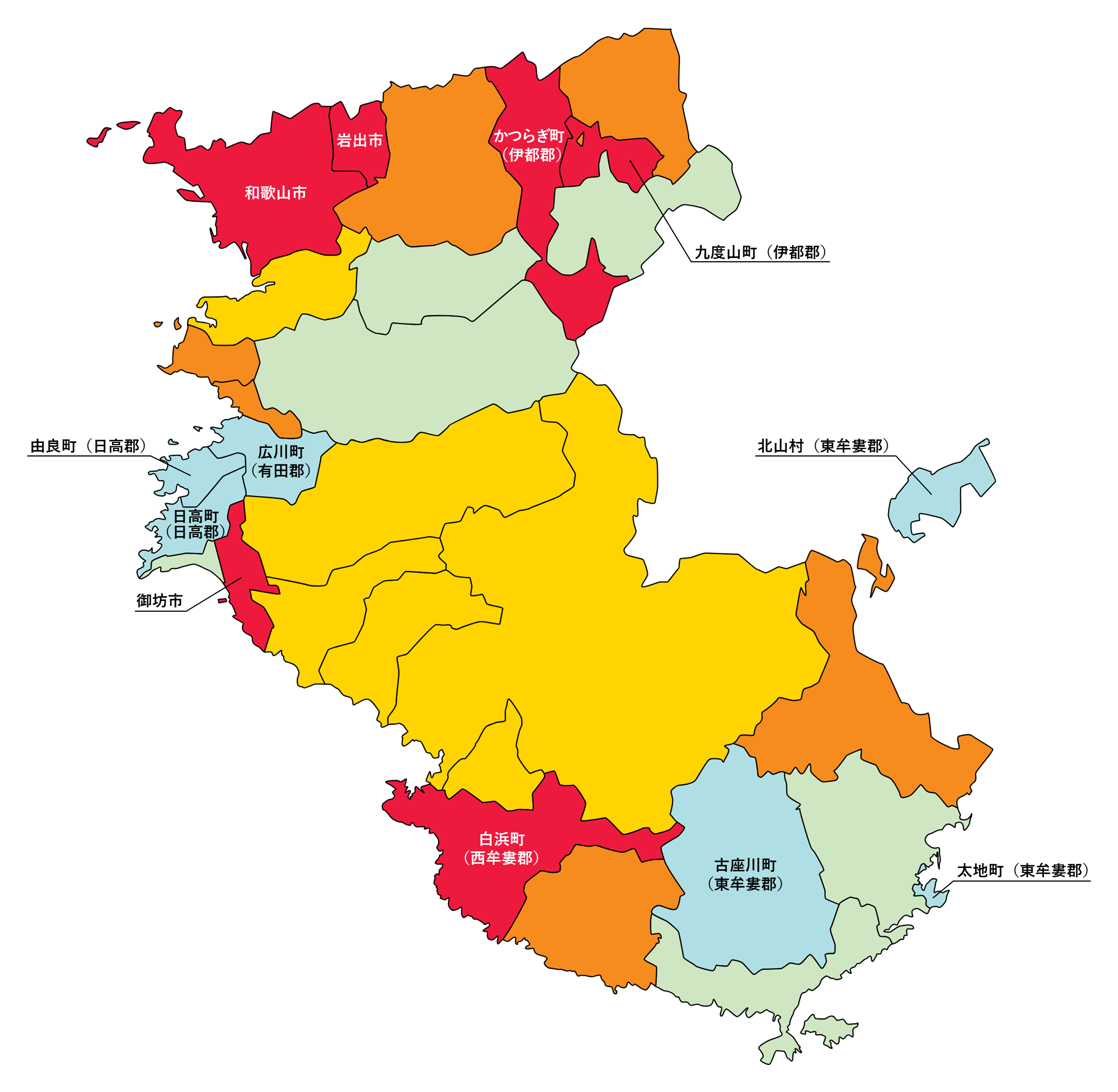 和歌山県の白地図